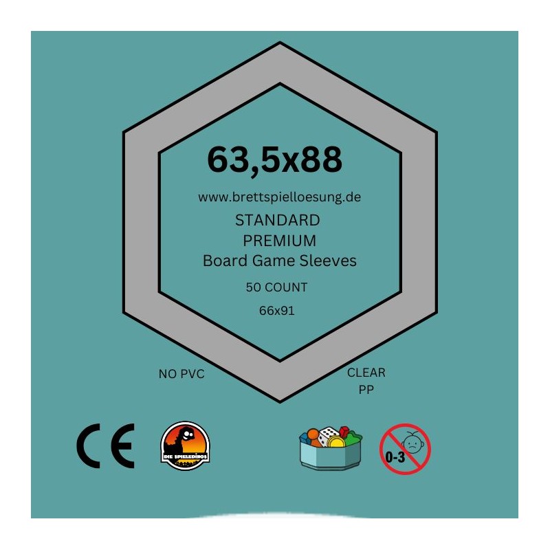 50 Brettspielloesung.de Premium Board Game Sleeves - Klar - Standard 63,5x88