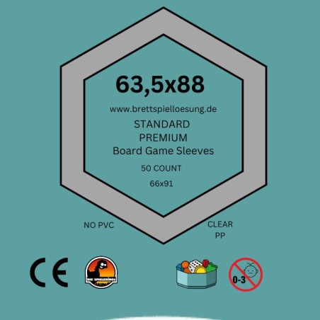 50 Brettspielloesung.de Premium Board Game Sleeves - Klar - Standard 63,5x88