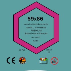 50 Brettspielloesung.de Premium Board Game Sleeves - Klar -  Small Japanese 59x86