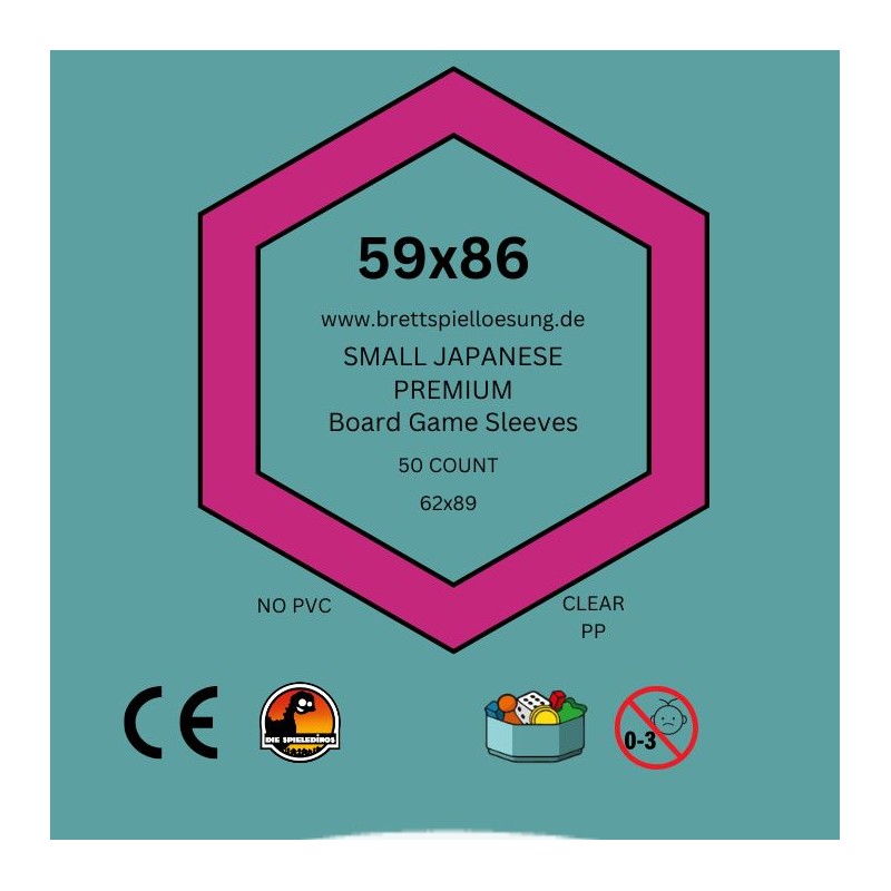 50 Brettspielloesung.de Premium Board Game Sleeves - Klar -  Small Japanese 59x86