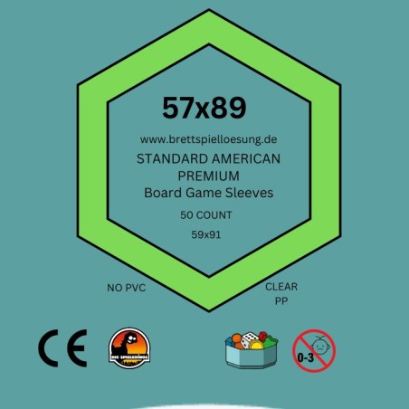 50  Premium Board Game Sleeves - Klar - Standard  American 57x89