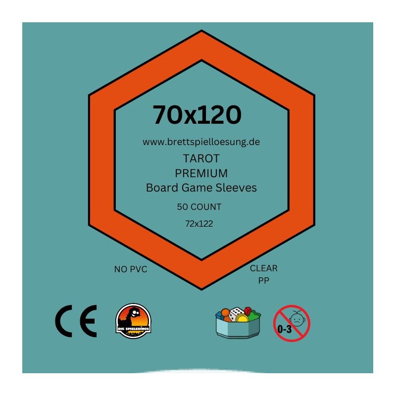50 Brettspielloesung.de Premium Board Game Sleeves - Klar - Tarot 70x120