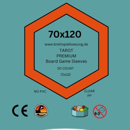 50 Brettspielloesung.de Premium Board Game Sleeves - Klar - Tarot 70x120
