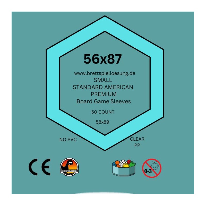 50 Brettspielloesung.de Premium Board Game Sleeves - Klar - Small Standard American 56x87